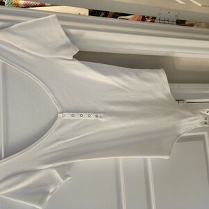 Cream Fitted Short Sleeve Bodysuit